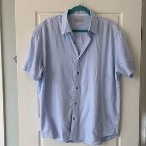 James Campbell Light Blue micro-check/crosshatch Men's Shirt XL